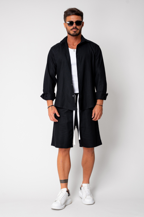 Set Lino shirt and short pants Black New [2]