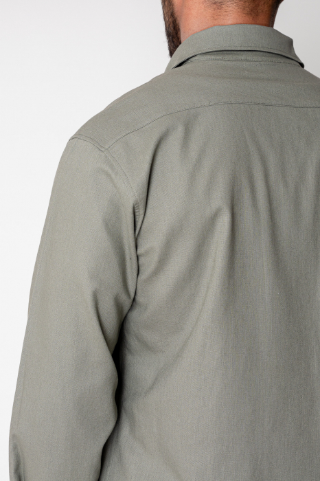 Set Lino camasa si pantalon scurt Dark Olive New [5]