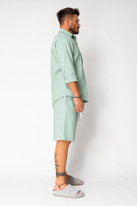 Set Lino camasa si pantalon scurt Light Olive New [3]