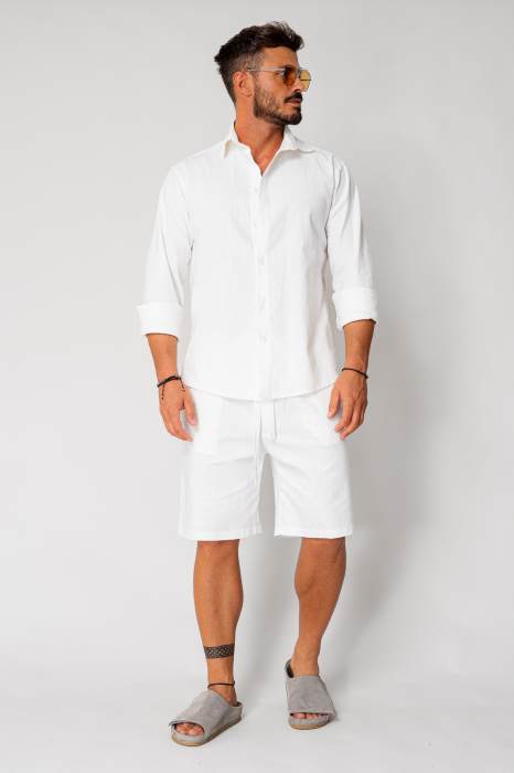 Set Lino shirt and short pants Off White New [2]