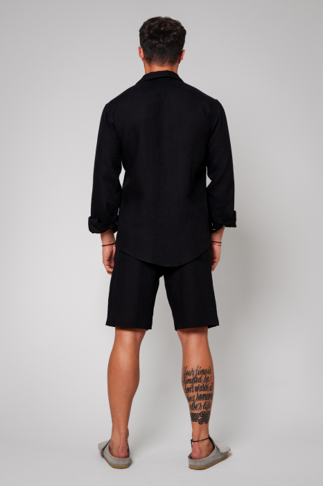 Set Lino din In 100% camasa si pantalon scurt Black [3]