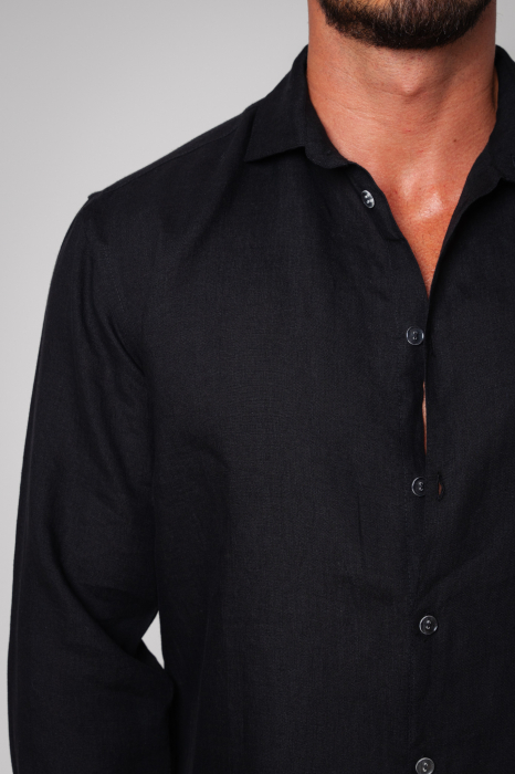 Set Lino din In 100% camasa si pantalon scurt Black [4]
