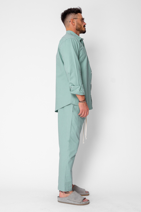Set Lino Long shirt and short pants Olive [2]