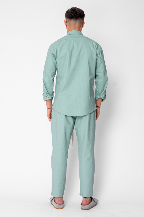 Set Lino Long shirt and short pants Olive [3]