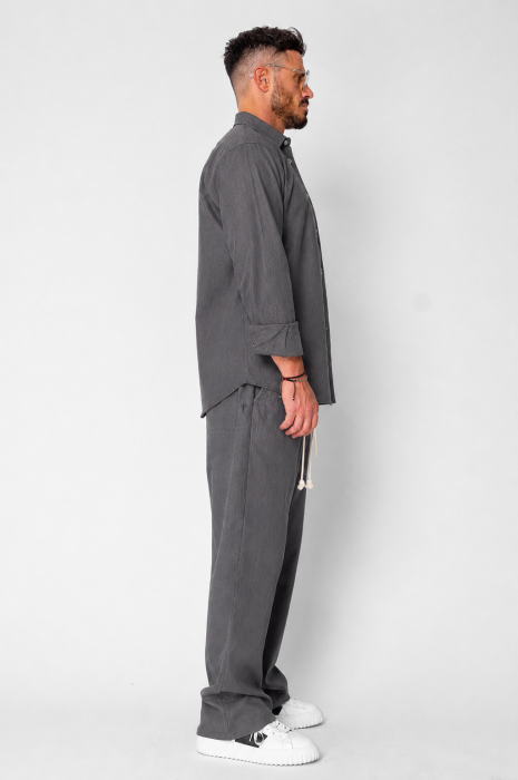 Set Lino Oversized camasa si pantalon din In Premium Edition Grey Anthracite [2]