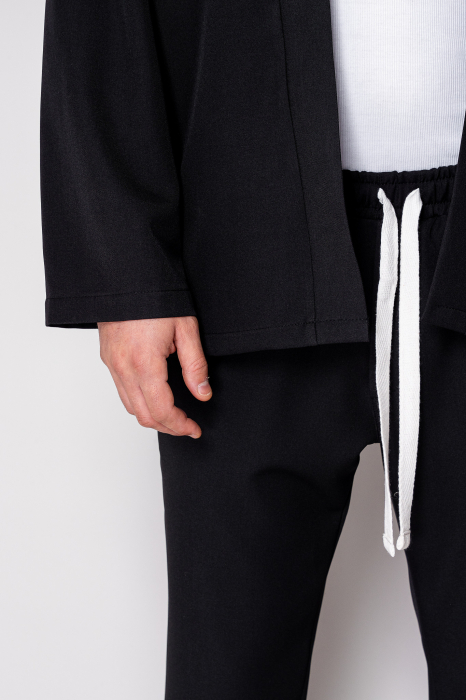 Set Long Tulum Jacheta tip kimono si pantalon Premium Edition Black [5]