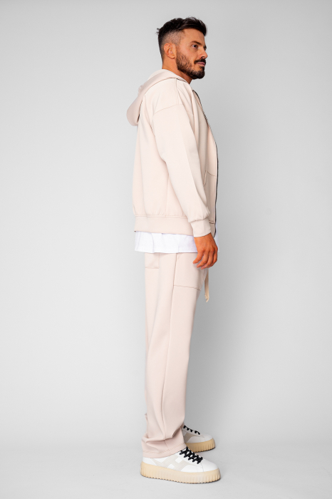 Set Loren Jacheta cu fermoar si Pantalon lung Light Beige [3]