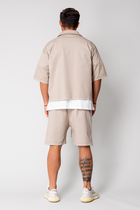 Set Luce Jacheta maneca scurta cu fermoar si pantalon scurt Beige [4]