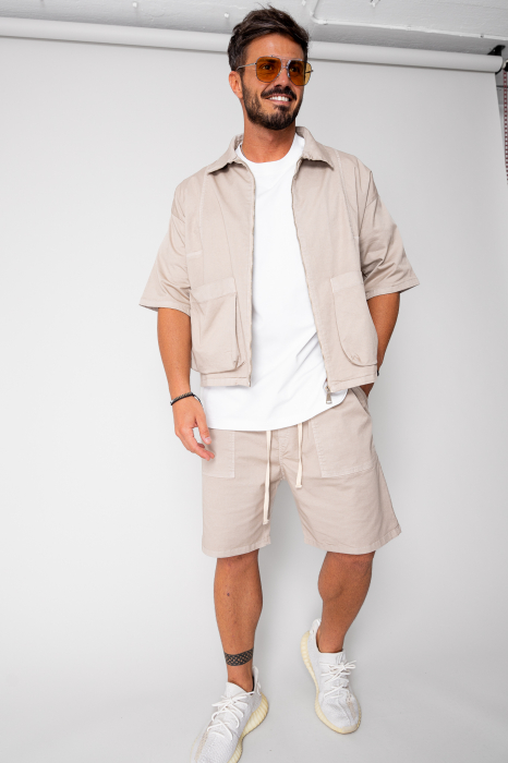 Set Luce Jacheta maneca scurta cu fermoar si pantalon scurt Beige [2]