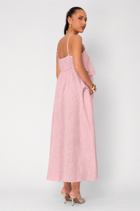 Set Maiou lung stil rochie si Pantaloni scurti din 100% in Rose [3]