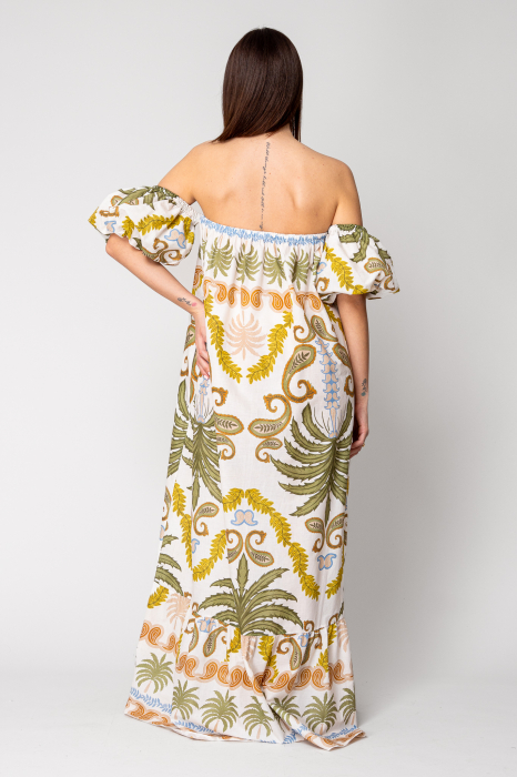 Rochie lunga fara umeri 100% Bumbac Green [5]