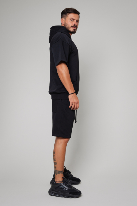 Set Malibu hanorac cu maneca scurta si pantalon scurt Black [2]