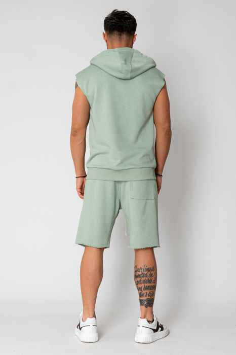 Set Malibu Hanorac fara maneci cu fermoar si pantalon scurt Light Olive [3]