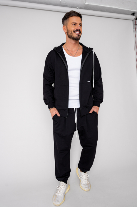 Set Neo hanorac cu fermoar si pantalon Baggy Black New [1]