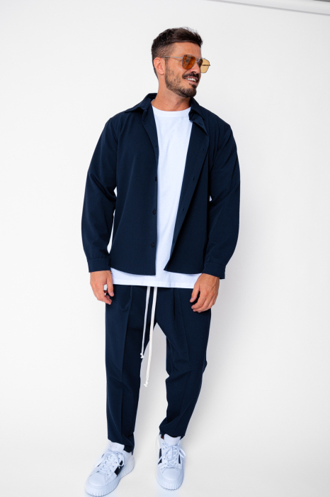 Set Orlando Camasa si pantalon lung cu snur Premium Navy