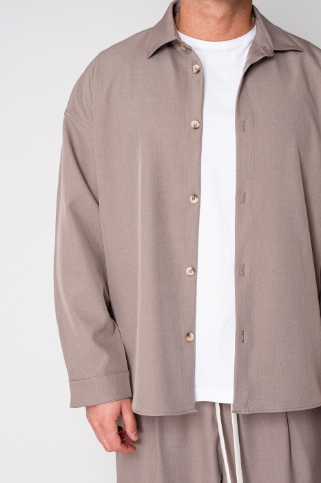 Set Oversized Camasa si pantalon lung Taupe [5]