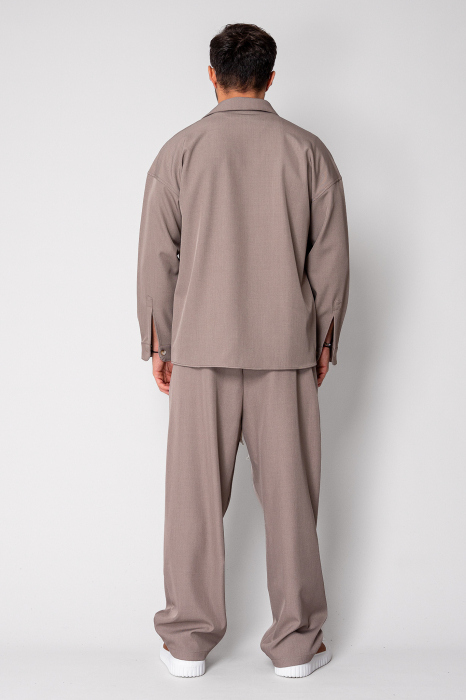 Set Oversized Camasa si pantalon lung Taupe [4]