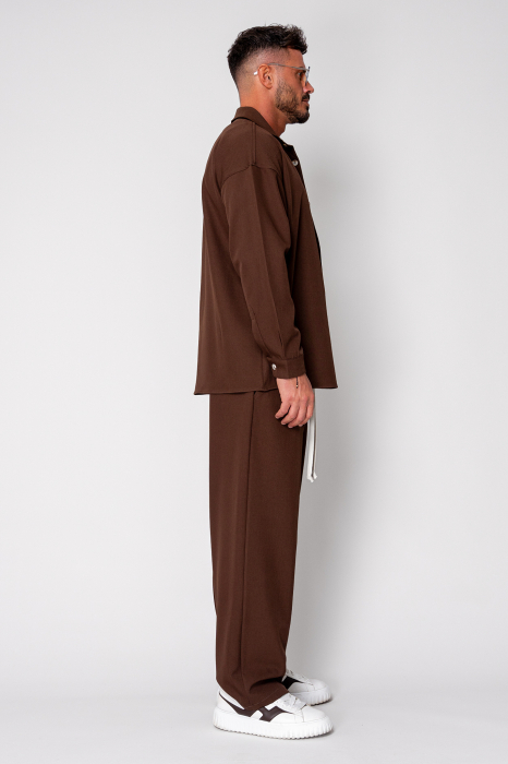 Set Oversized Camasa si pantalon lung Brown [3]