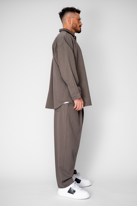Set Oversized Camasa si pantalon lung Taupe [3]