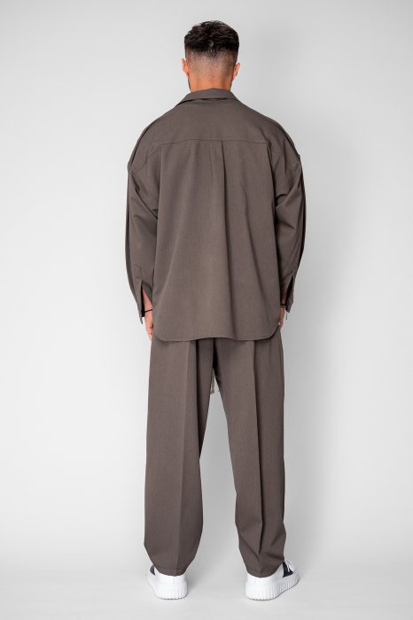 Set Oversized Camasa si pantalon lung Taupe [4]