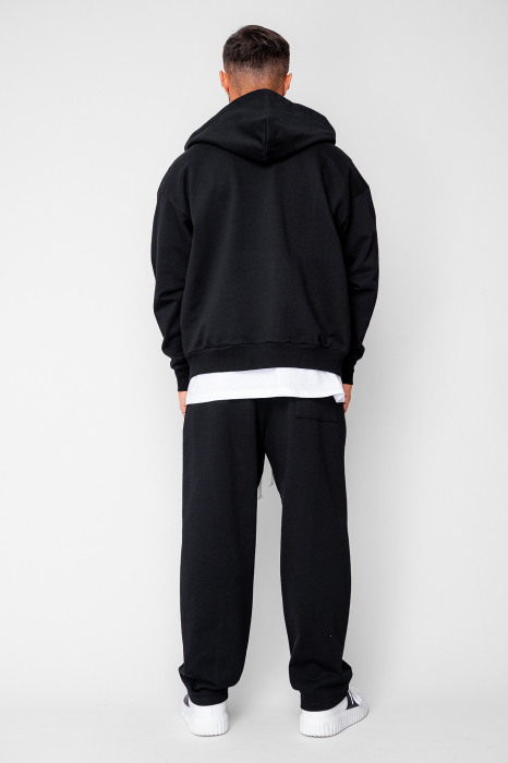 Set Oversized Hanorac cu fermoar si pantalon Baloon fit din 100% Bumbac - 400gr/mp Premium Edition Black [3]