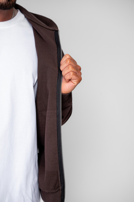 Set Oversized Hanorac cu fermoar si pantalon Baloon fit din 100% Bumbac - 400gr/mp Premium Edition Brown [5]