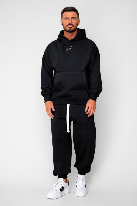 Set Oversized Hanorac si pantalon Baggy din 100% Bumbac - 400gr/mp Premium Edition Black [2]
