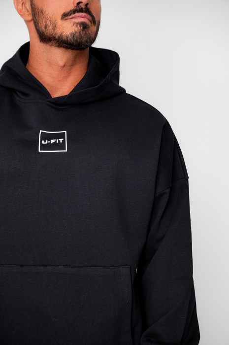 Set Oversized Hanorac si pantalon Baggy din 100% Bumbac - 400gr/mp Premium Edition Black [5]