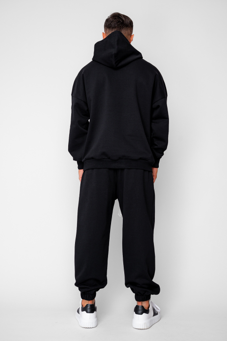 Set Oversized Hanorac si pantalon Baggy din 100% Bumbac - 400gr/mp Premium Edition Black [4]