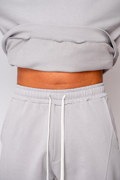 Set Oversized Hanorac si pantalon Baggy din 100% Bumbac - 400gr/mp Premium Edition Grey [6]