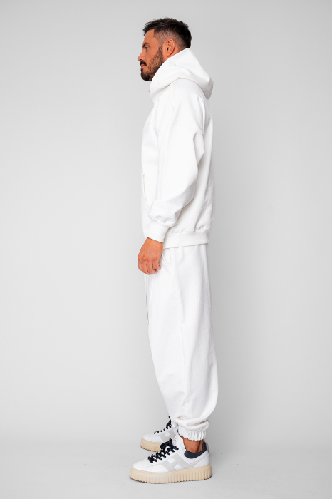 Set Oversized Hanorac si pantalon Baggy din 100% Bumbac - 400gr/mp Premium Edition Off White [3]