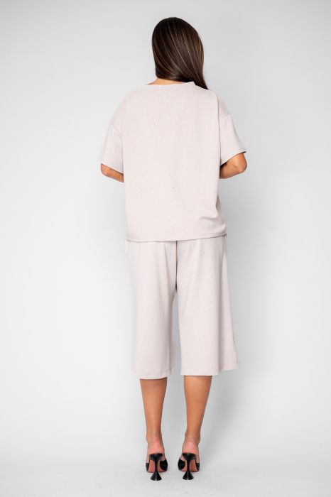 Set Oversized Tricou si Pantalon 3/4 Taupe [3]