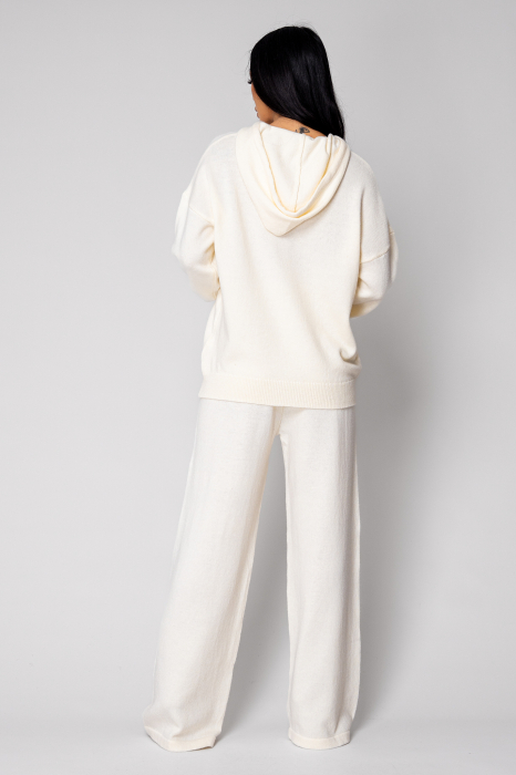 Set Pulover cu gluga si Pantalon lung mix de lana Off White [3]