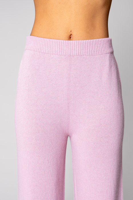 Set Pulover cu guler inalt si Pantalon lung mix de lana si casmir Pink [5]