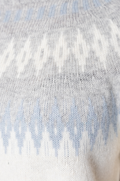 Set Pulover cu guler inalt si Pantalon lung mix de lana si casmir Off White/Grey [5]