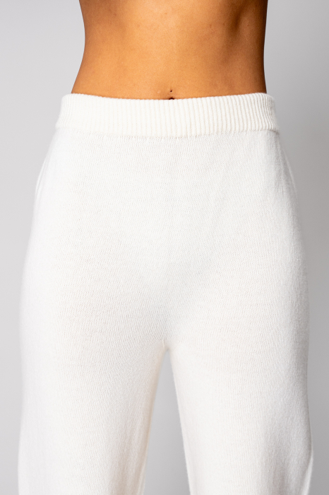 Set Pulover cu guler inalt si Pantalon lung mix de lana si casmir Off White/Grey [6]