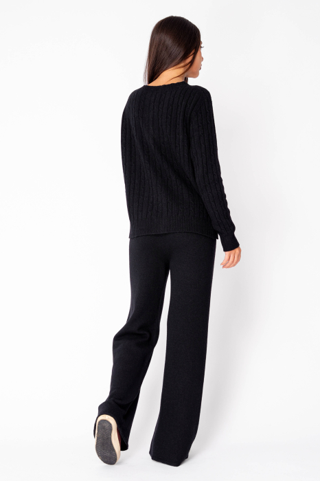 Set Pulover cu nasturi si Pantalon lung mix de lana si casmir Black [3]