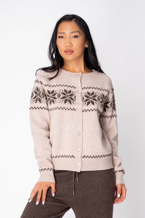 Set Pulover si pantalon lung din 100% Lana, Brown/Beige [3]