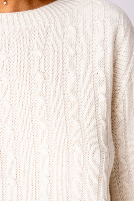 Set Pulover si Pantalon lung mix de lana si casmir Off White [4]