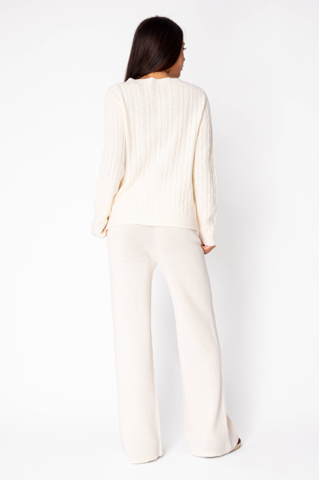 Set Pulover si Pantalon lung mix de lana si casmir Off White [2]