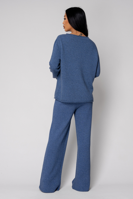 Set Pulover si Pantalon lung mix de lana si casmir Blue [3]