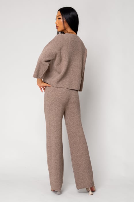 Set Pulover si Pantalon lung 100% Lana, Light Brown [3]