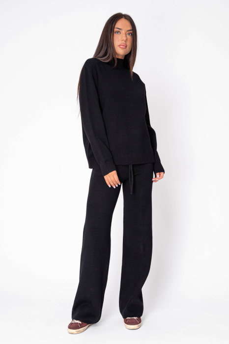 Set Pulover si Pantalon lung tricotat Black