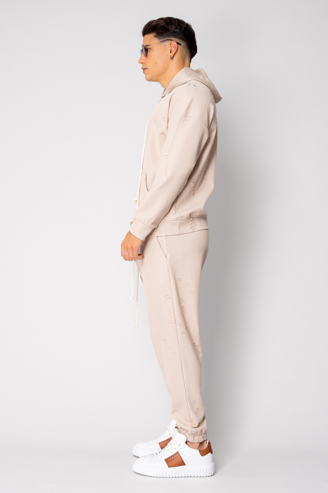 Set Ripped hanorac si pantalon Beige [3]