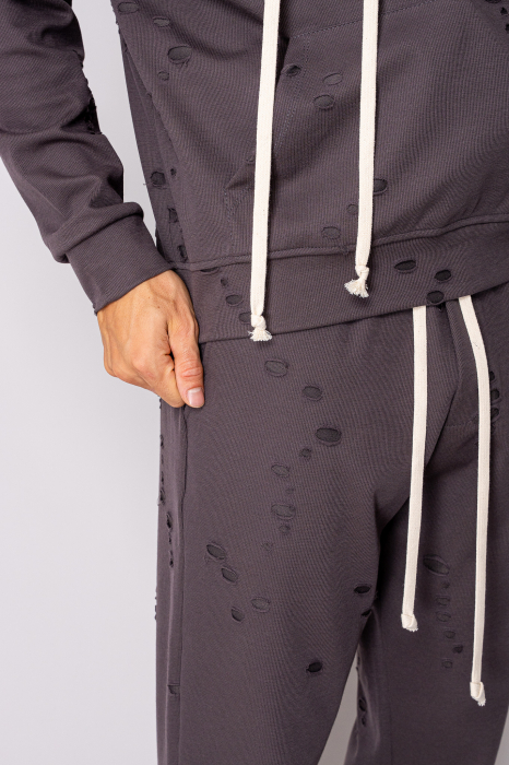 Set Ripped hanorac si pantalon Grey Anthracite [5]