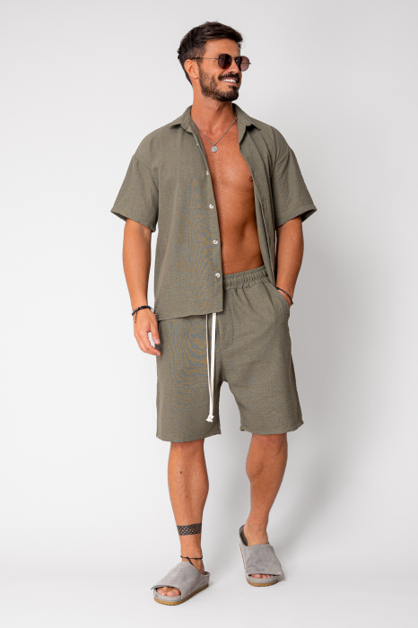 Set Rivolo Short sleeve shirt and short pants Dark Olive [2]