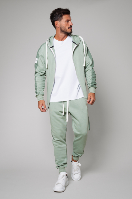 Set Rock Duo hoodie with zipp and tapered pants Light Olive [2]