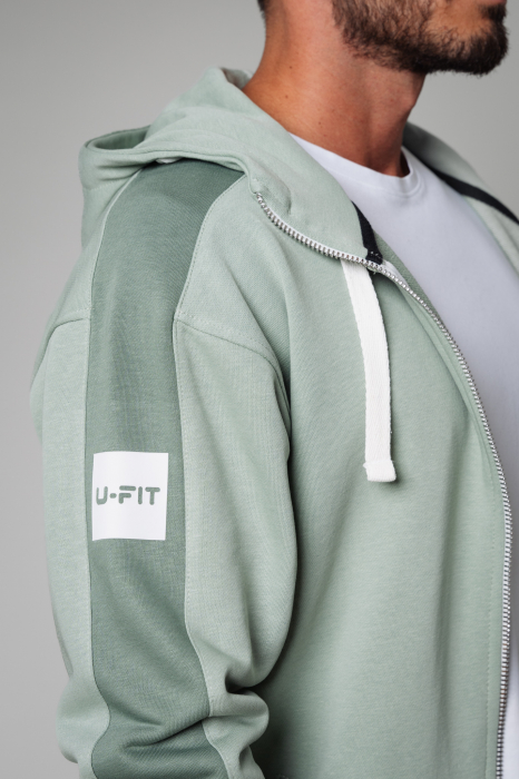 Set Rock Duo hoodie with zipp and tapered pants Light Olive [4]