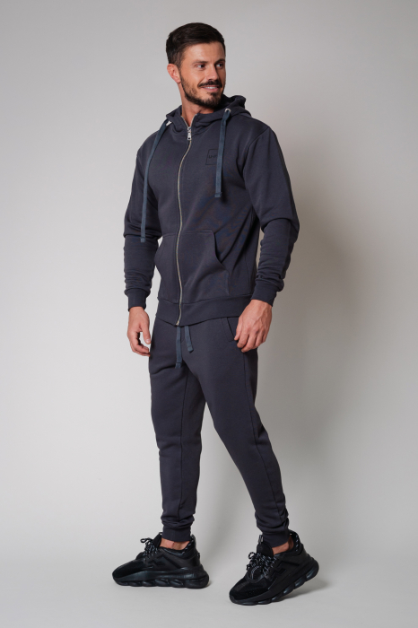 Set Rock hanorac cu fermoar si pantalon conic New Grey Antracite [2]