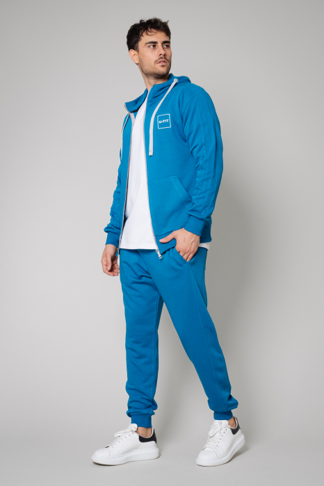 Set Rock hoodie with zipp and tapered pants Peacock Blue [2]
